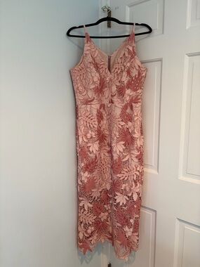 Dress the Population Pink Floral Lace Midi Dress